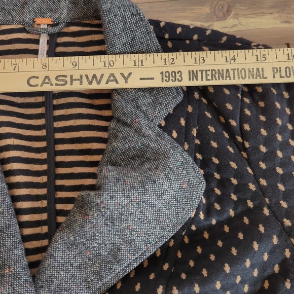 Free People Black Tan Quilted Polka Dot Knit Blazer Jacket - Picture 11 of 15